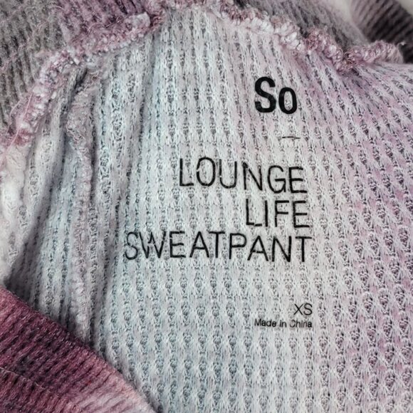 SO Lounge Life Pants Pink XS Tie Dye PJ Long Jogger Pull On Waffle Sweatpants - Picture 6 of 7